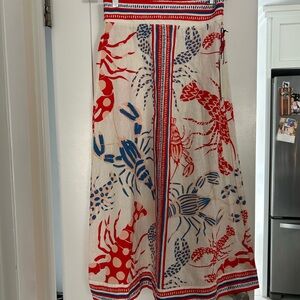 Red and Blue Lobster Print Skirt